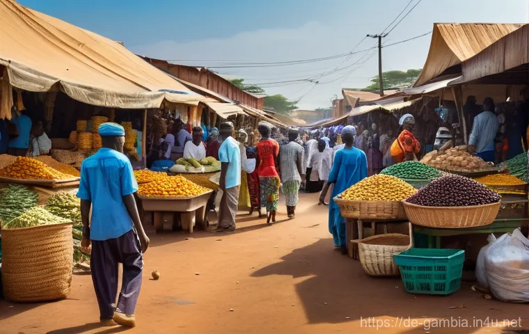 감비아에서의 쇼핑 명소 - Here are three detailed image generation prompts in English, adhering to your guidelines: