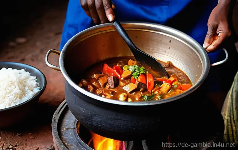 감비아 스트리트 푸드 추천 - **Vibrant Gambian Street Food Market at Sunset:**
    A bustling and authentic street food market in...
